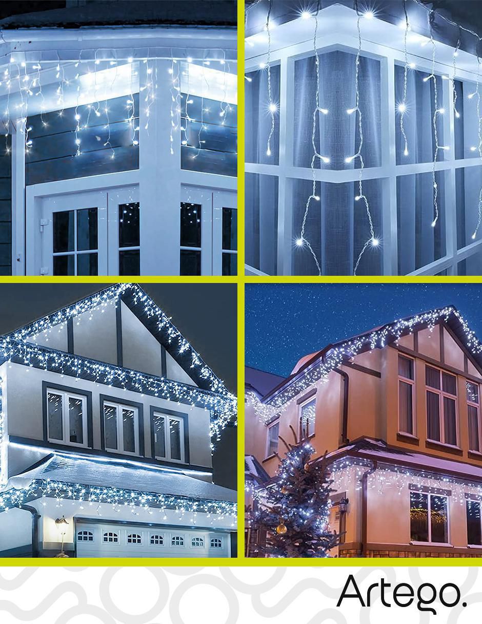 Serie funciones led navidad cascada con 192 focos 2