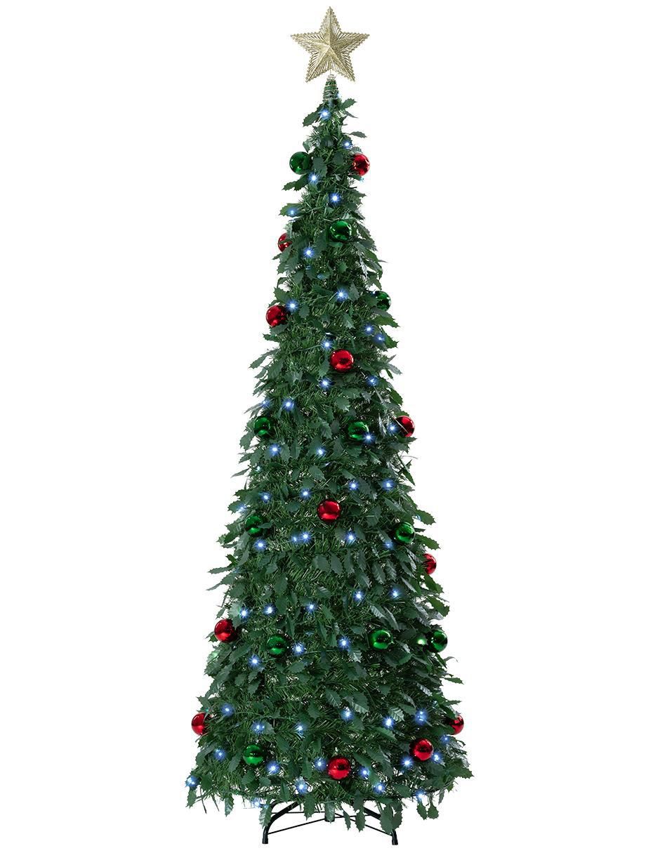 Árbol de navidad plegable con set de decoración de pvc con 150 luces Árbol de navidad plegable con set de decoración de pvc con 150 luces