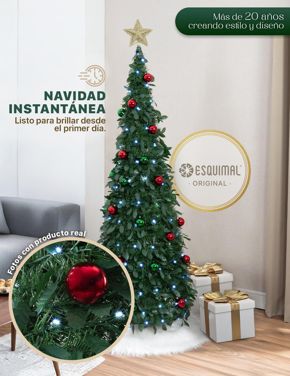 Árbol de navidad plegable con set de decoración de pvc con 150 luces 5