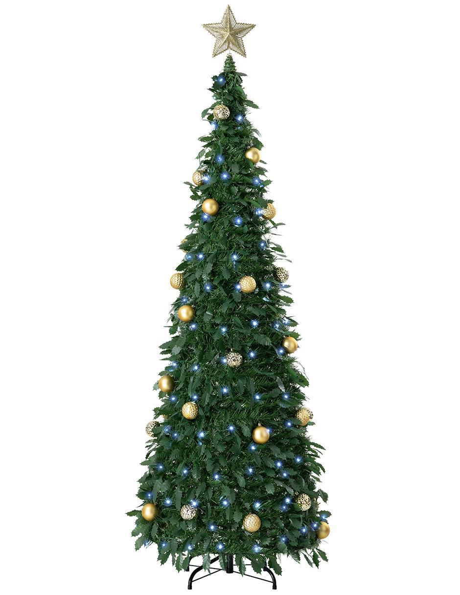 Árbol de navidad plegable con set de decoración de pvc con 150 luces Árbol de navidad plegable con set de decoración de pvc con 150 luces