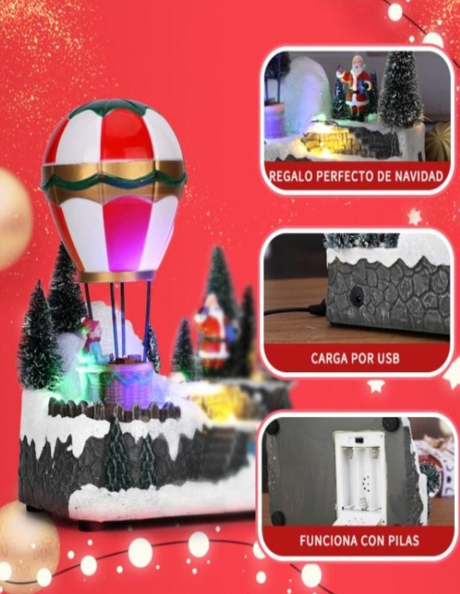 Figura decorativa de Globo Aerostático Navidad Globo Aerostático con luces de resina 2