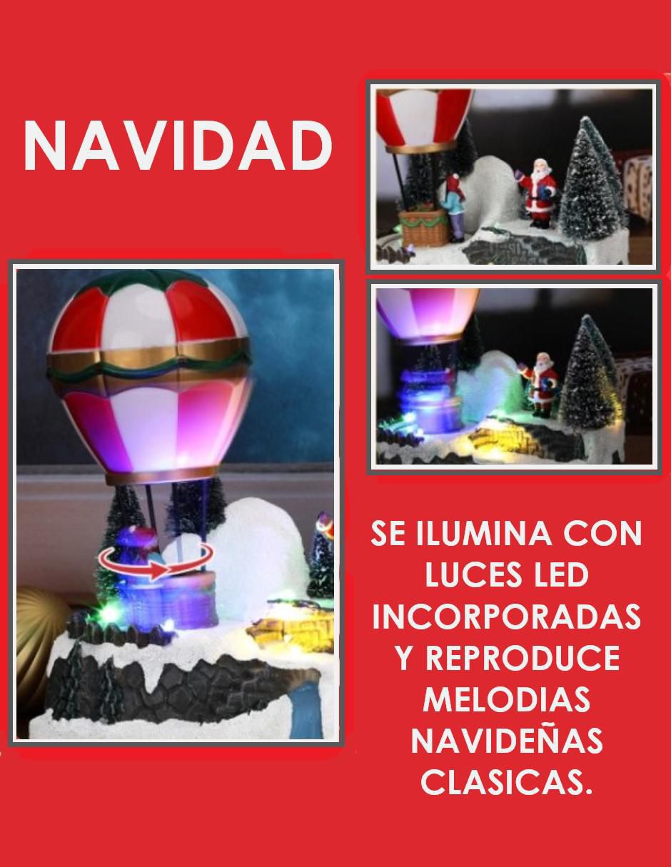 Figura decorativa de Globo Aerostático Navidad Globo Aerostático con luces de resina 3