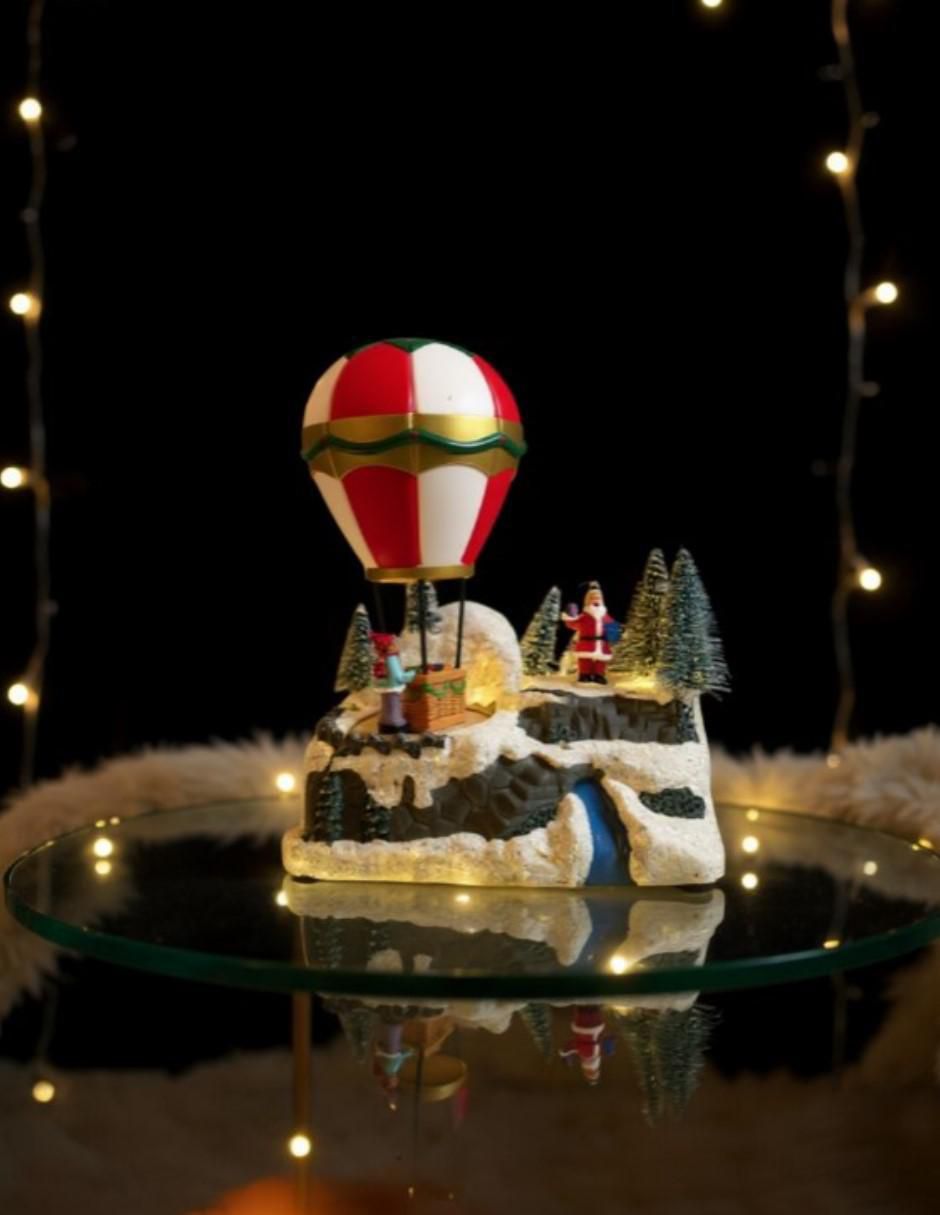 Figura decorativa de Globo Aerostático Navidad Globo Aerostático con luces de resina 4