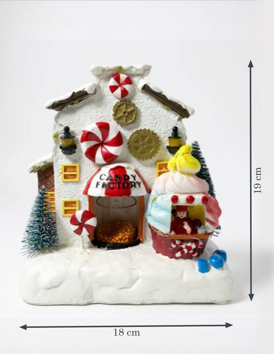 Figura decorativa de casa Navidad de resina 6