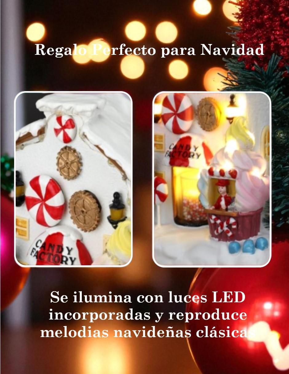 Figura decorativa de casa Navidad de resina 4