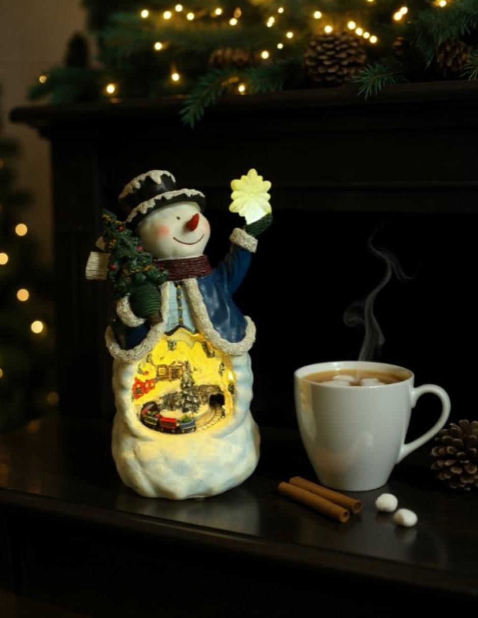 Figura decorativa de muñeco nieve Navidad de resina 4