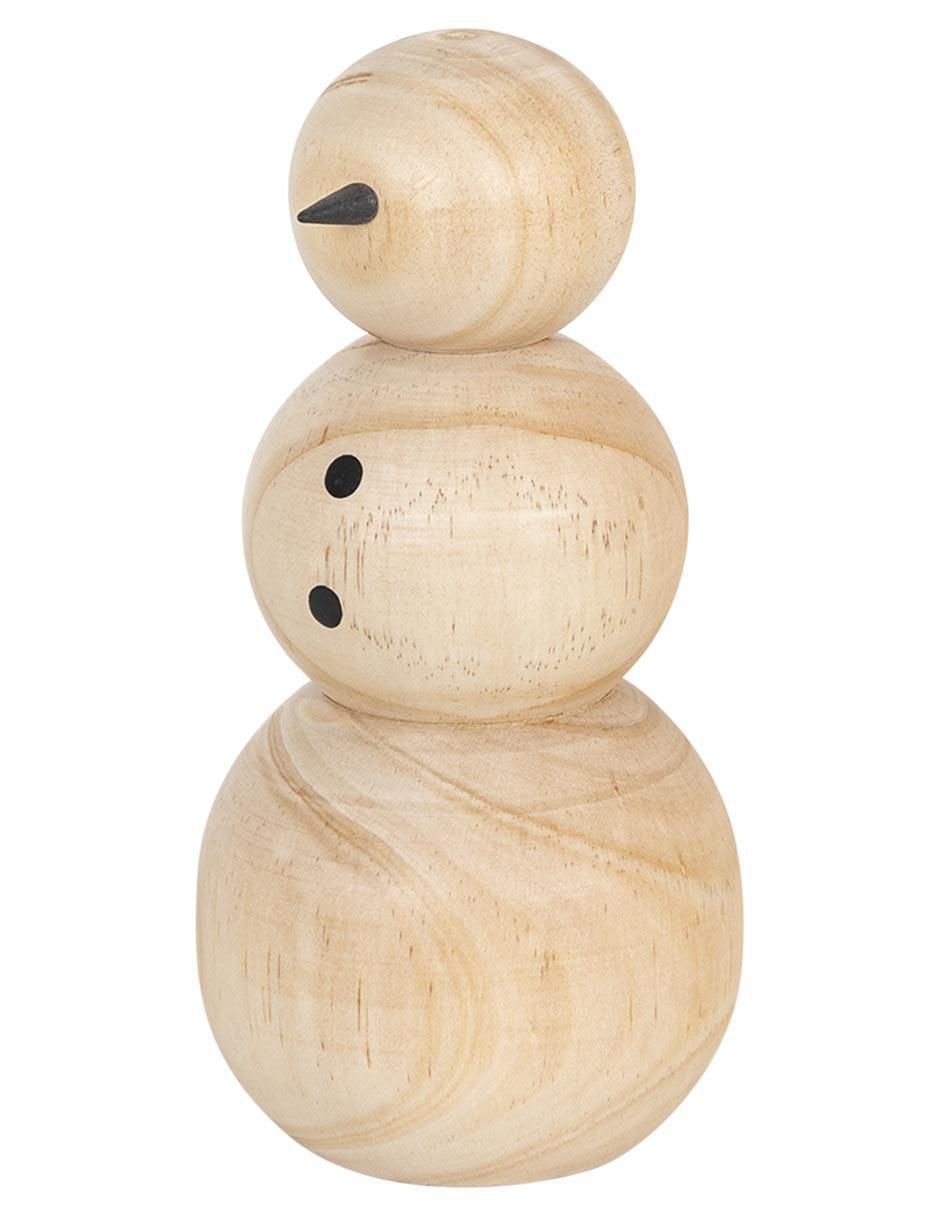 Figura decorativa de muñeco nieve de madera 1