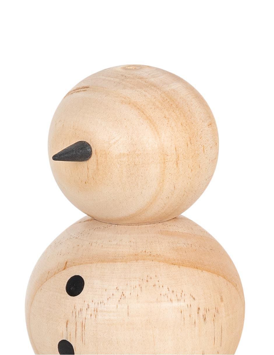 Figura decorativa de muñeco nieve de madera 3