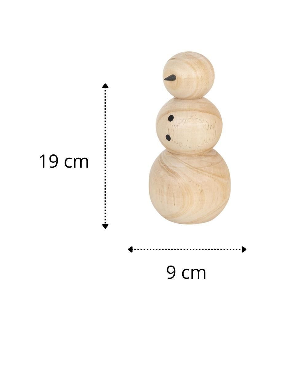 Figura decorativa de muñeco nieve de madera 2