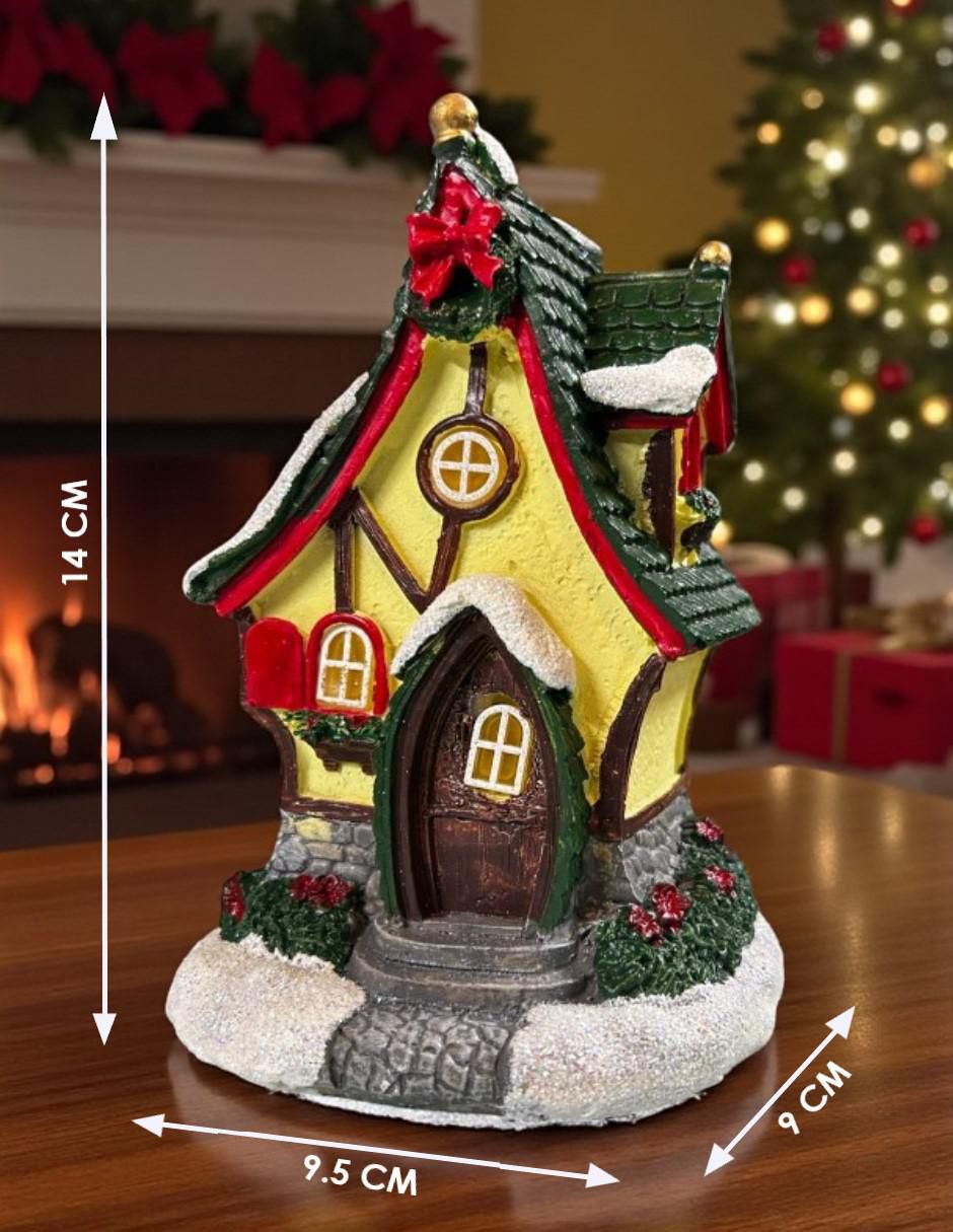 Figura decorativa de casa Navidad Casa Navideña de resina 5