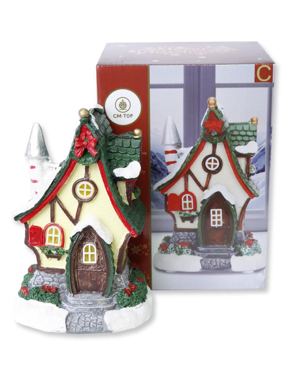 Figura decorativa de casa Navidad Casa Navideña de resina 3