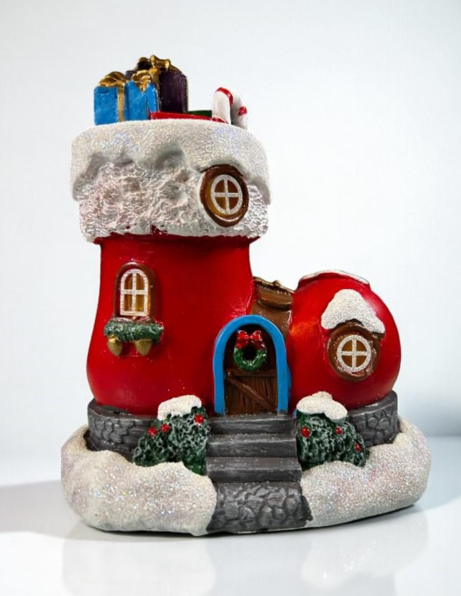 Figura decorativa de bota Navidad de resina 1
