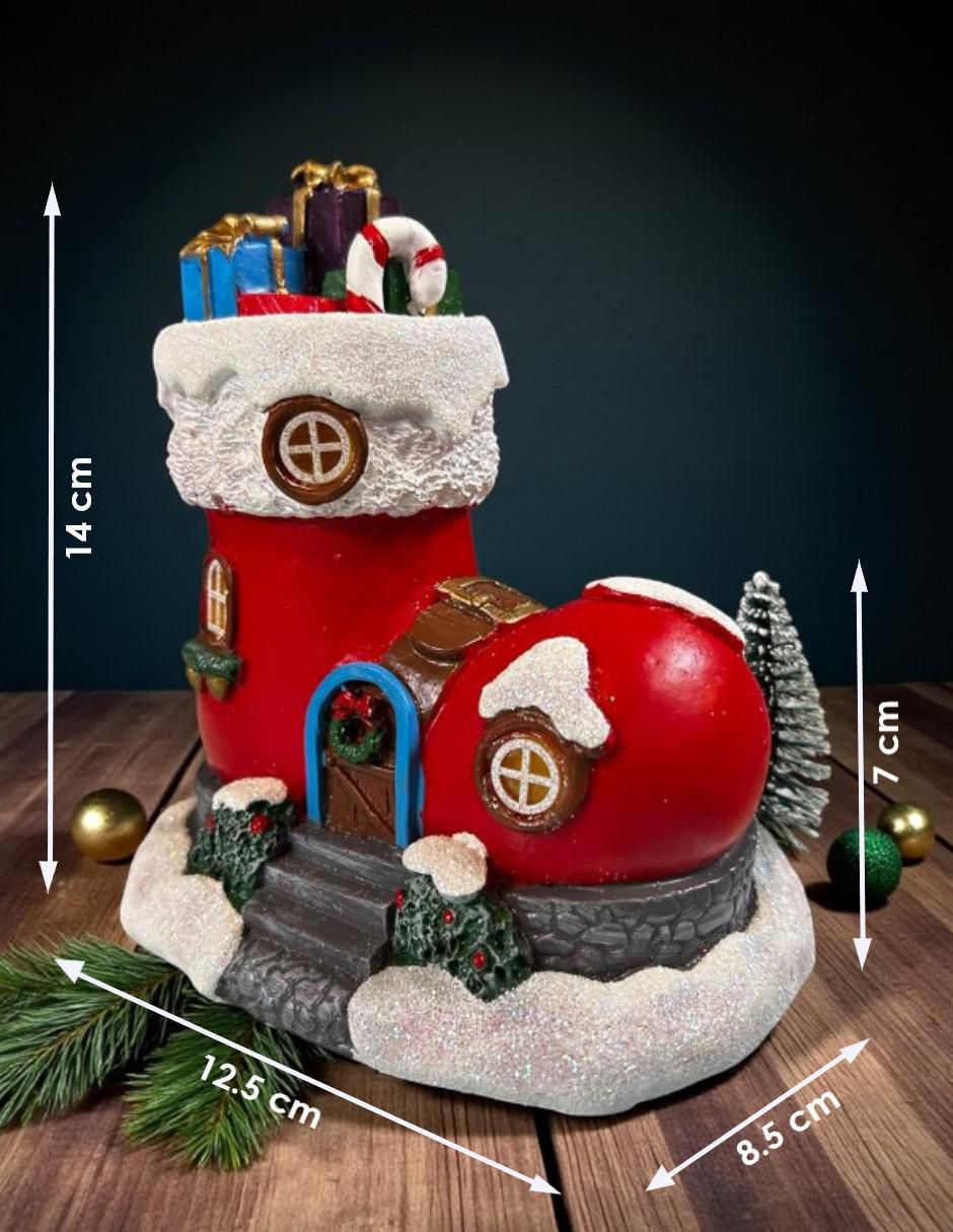 Figura decorativa de bota Navidad de resina 5