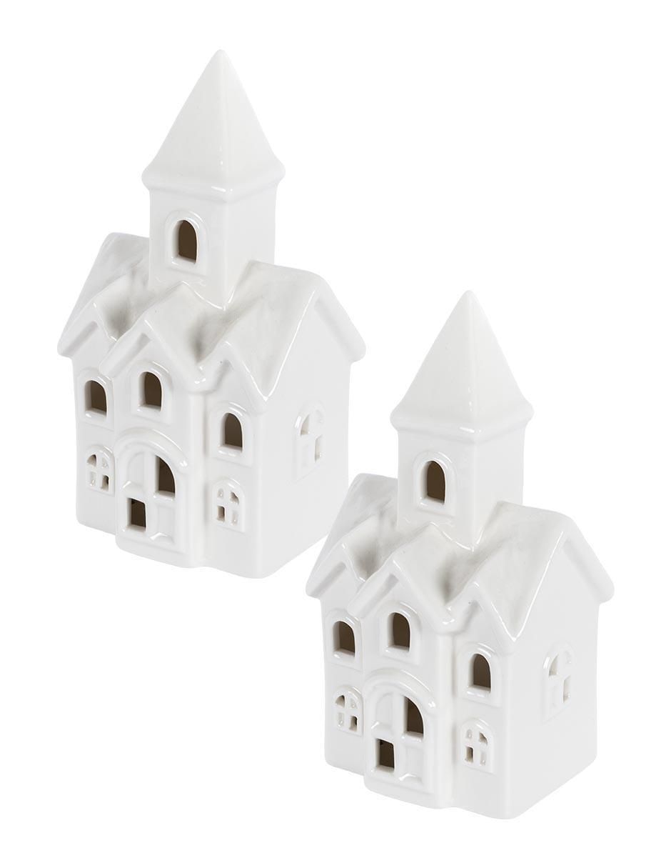 Set de figura decorativa de casa Navidad de cerámica Set de figura decorativa de casa Navidad de cerámica