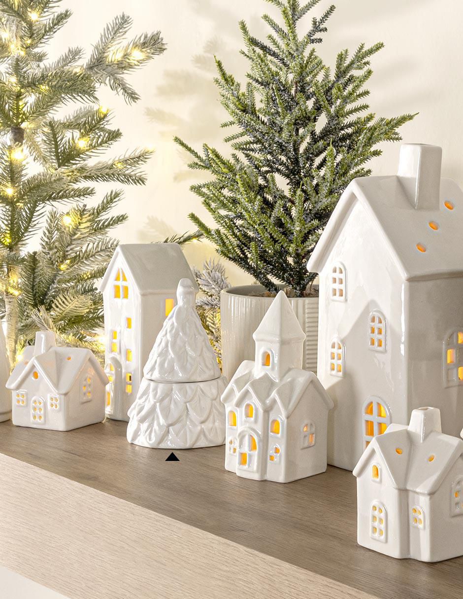 Set de figura decorativa de árbol navidad Navidad de cerámica 4