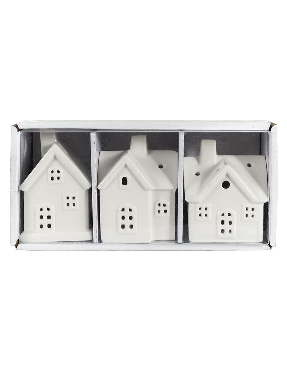 Figura decorativa de casa Navidad de cerámica 3
