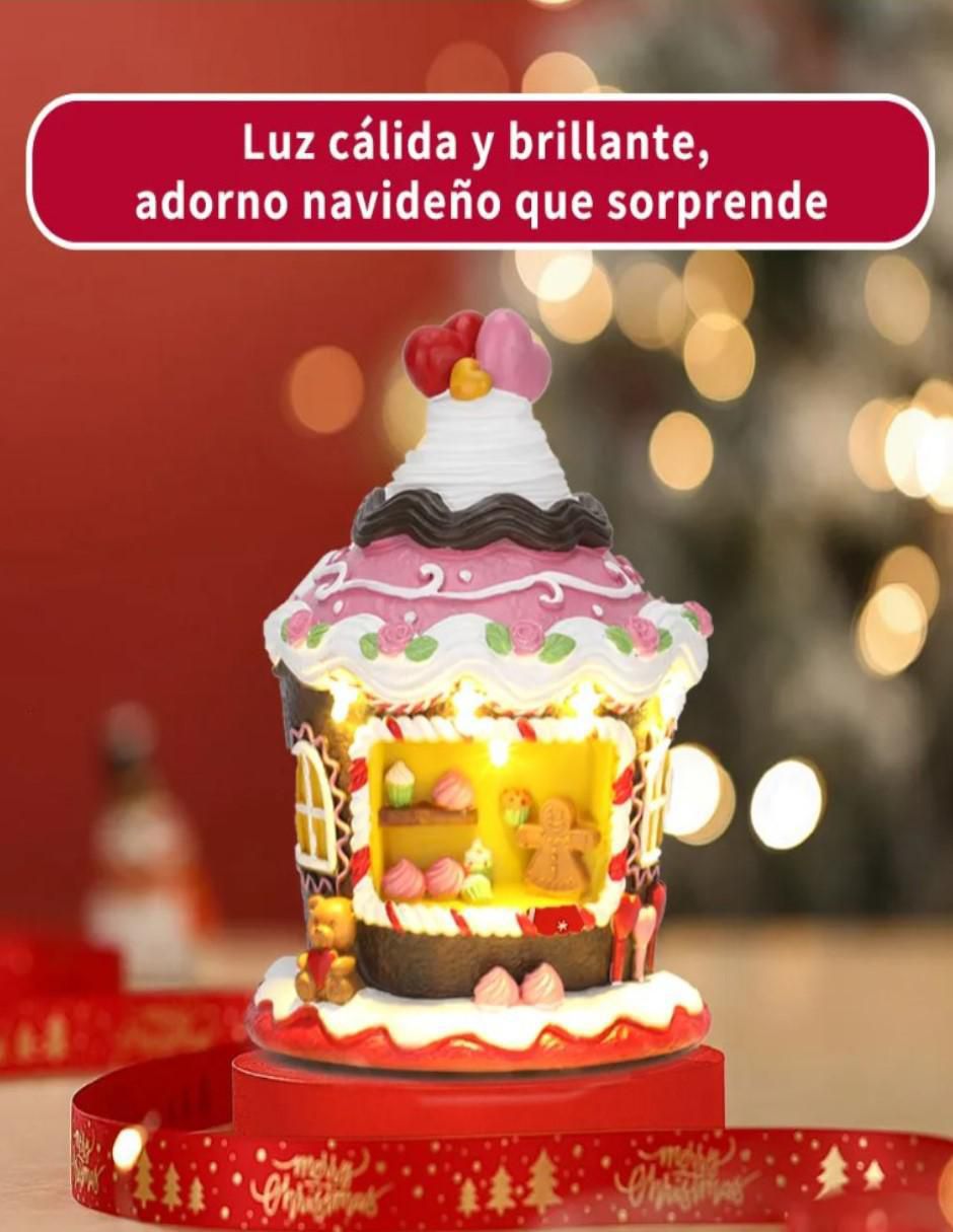 Figura decorativa de casa Navidad Casa de Jengibre de resina 4