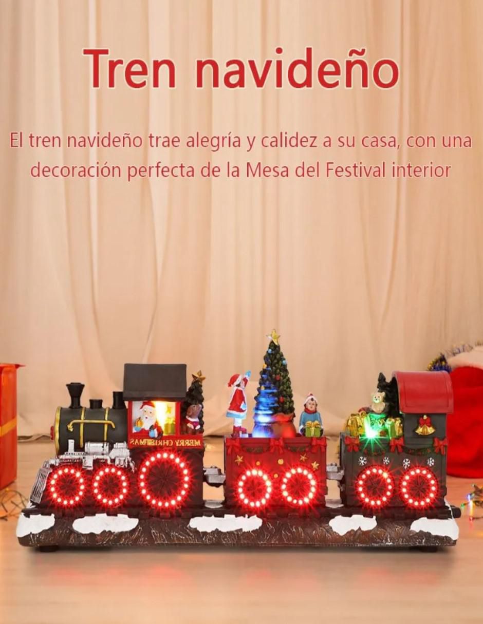 Figura decorativa de tren Navidad Tren Navideño de resina 2