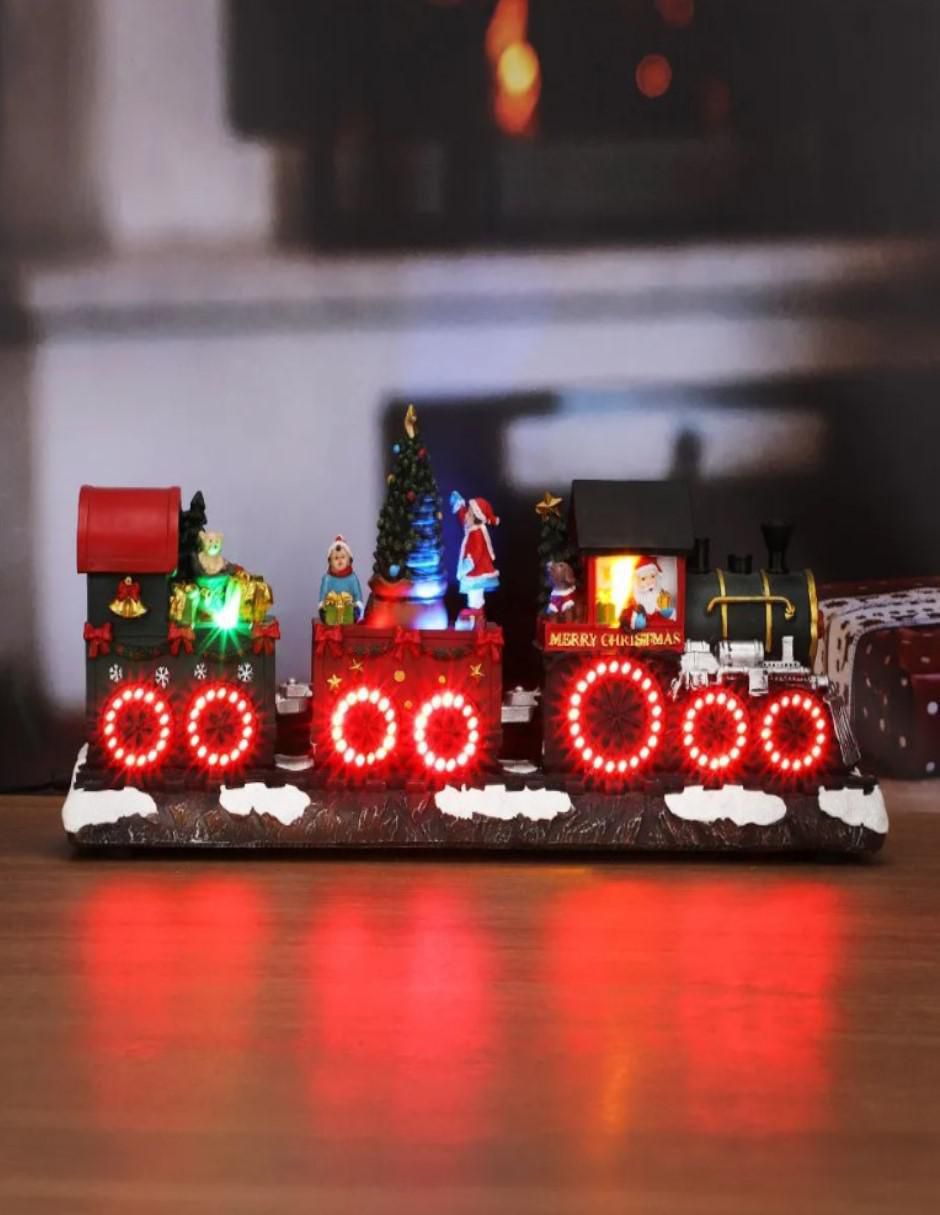 Figura decorativa de tren Navidad Tren Navideño de resina 3