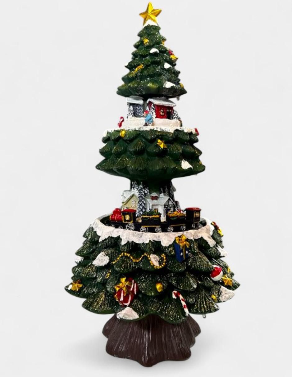 Figura decorativa de pino Navidad Villa en Árbol de Navidad de resina