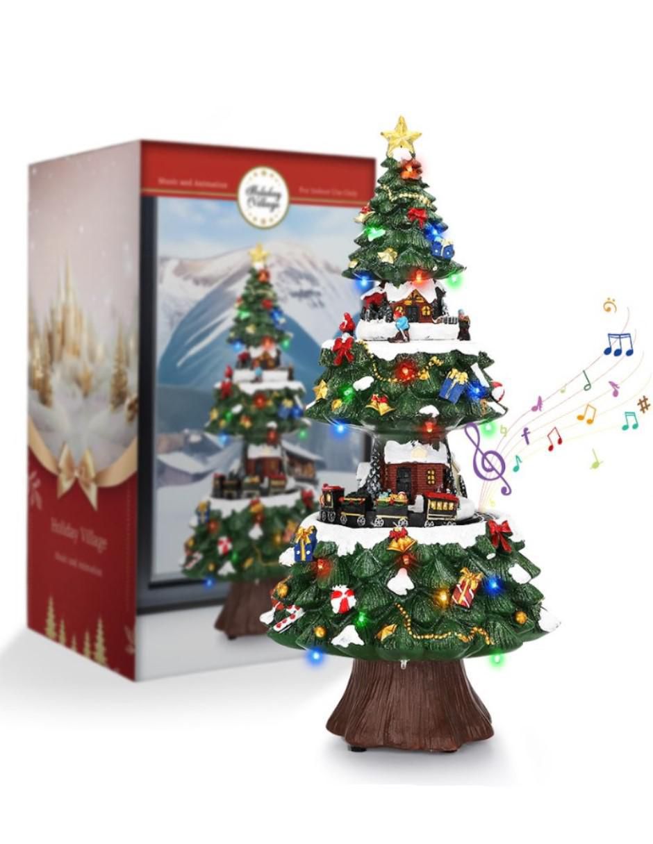 Figura decorativa de pino Navidad Villa en Árbol de Navidad de resina 2