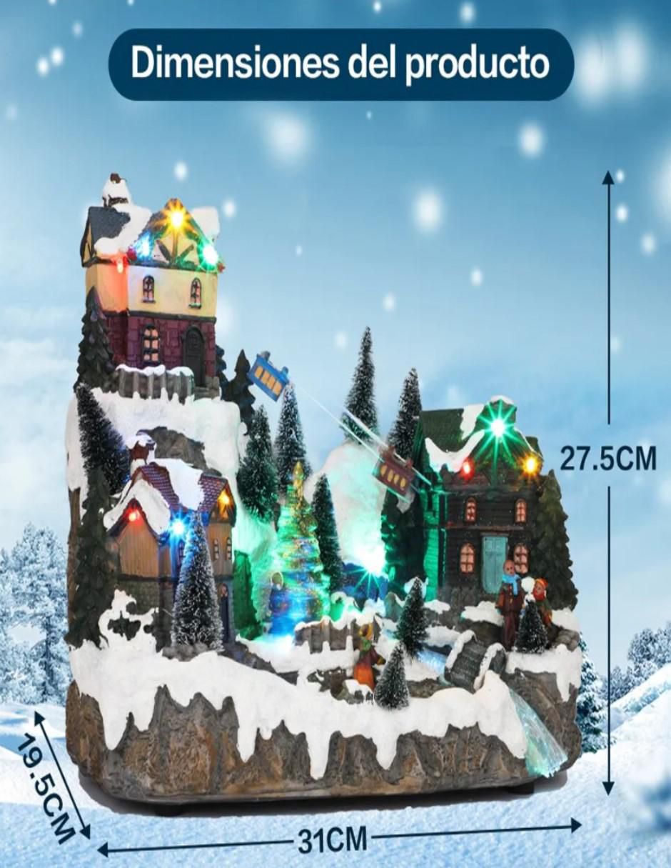 Figura decorativa de villa Navidad Montaña con Villa Navideña de resina 7