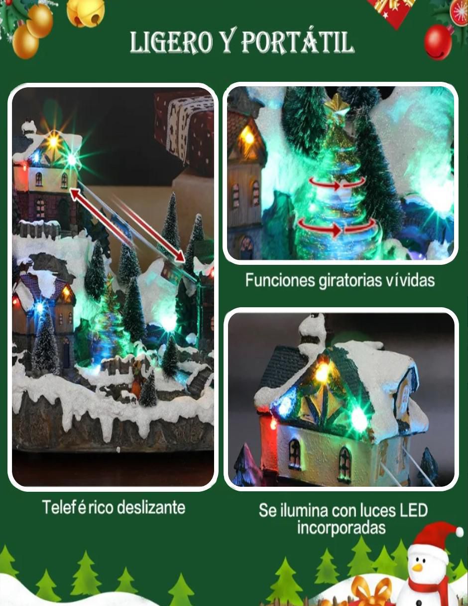 Figura decorativa de villa Navidad Montaña con Villa Navideña de resina 4