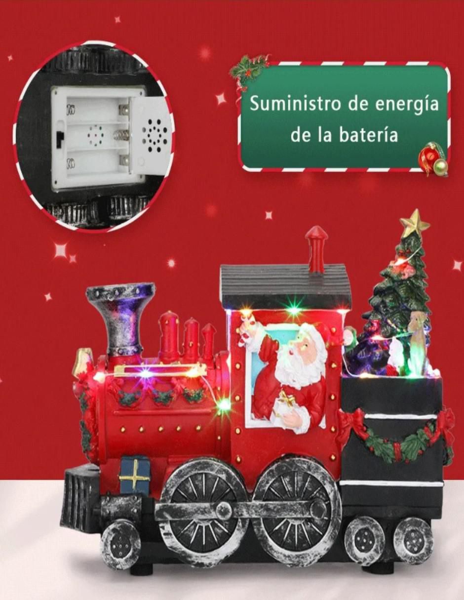 Figura decorativa de tren Navidad Tren de Santa Claus de resina 2