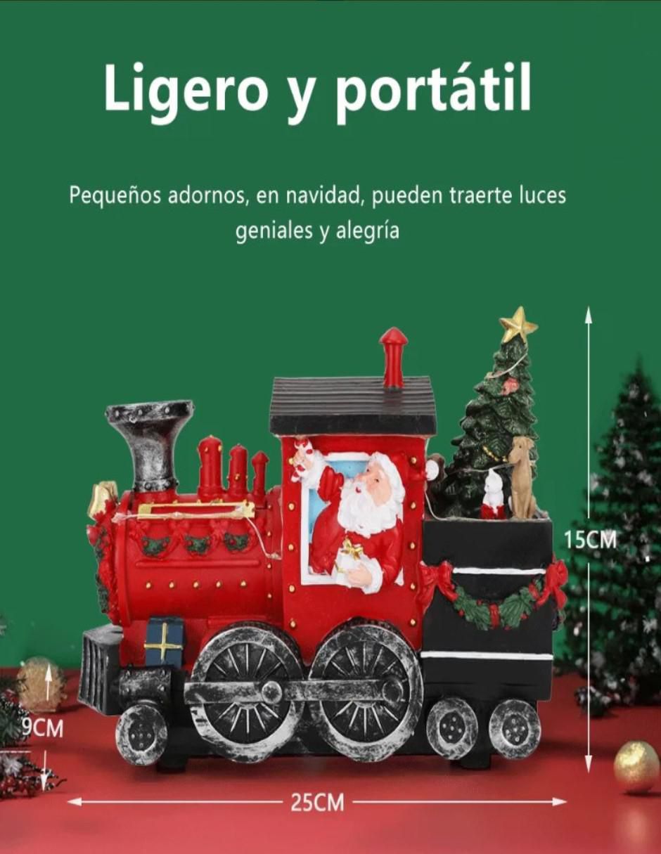 Figura decorativa de tren Navidad Tren de Santa Claus de resina 7