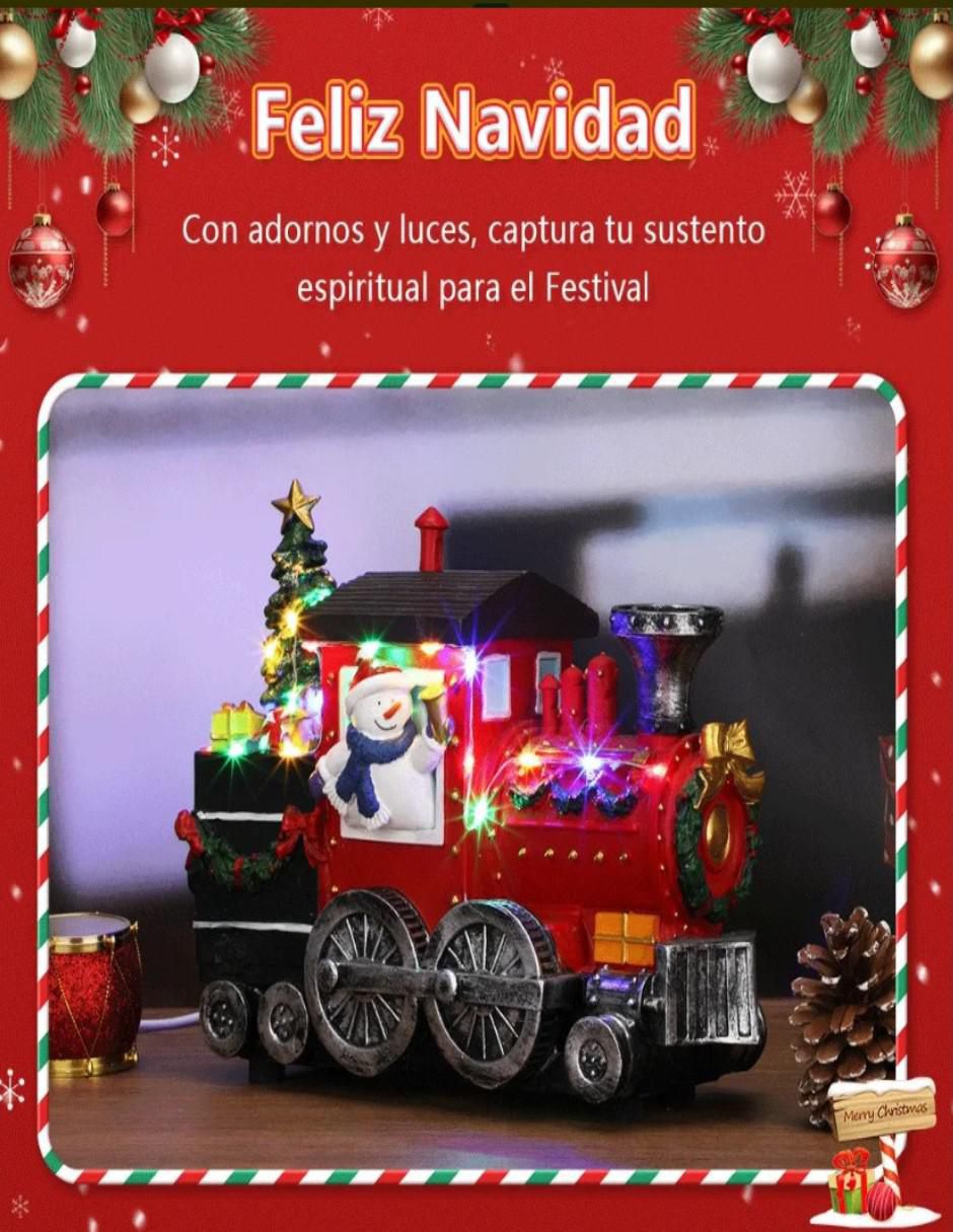 Figura decorativa de tren Navidad Tren de Santa Claus de resina 3