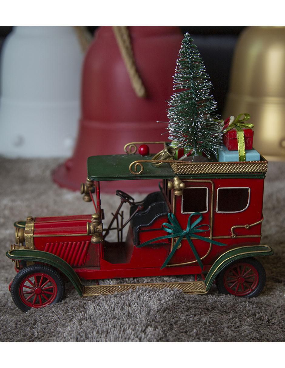 Figura decorativa de carrito Navidad de metal 2