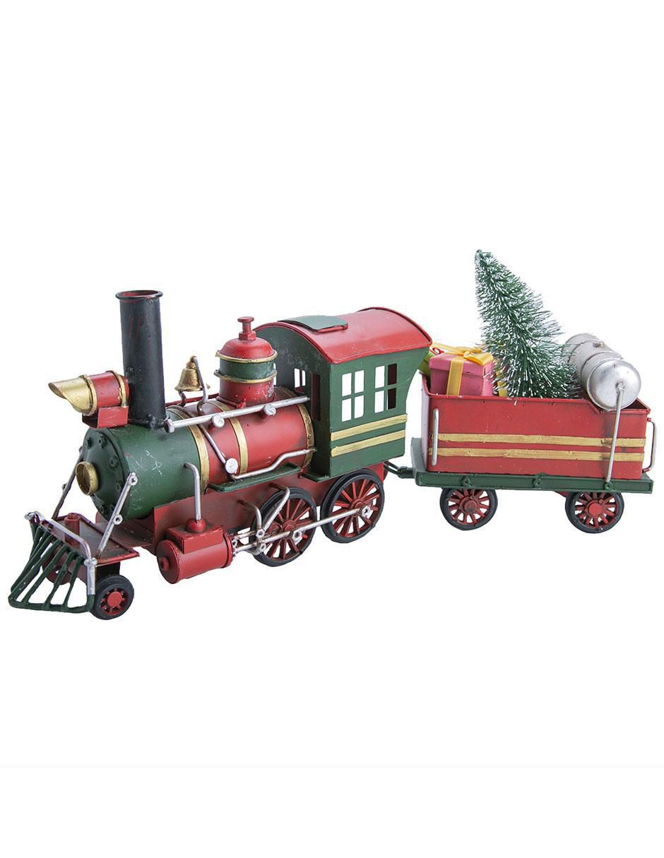 Figura decorativa de tren Navidad de metal