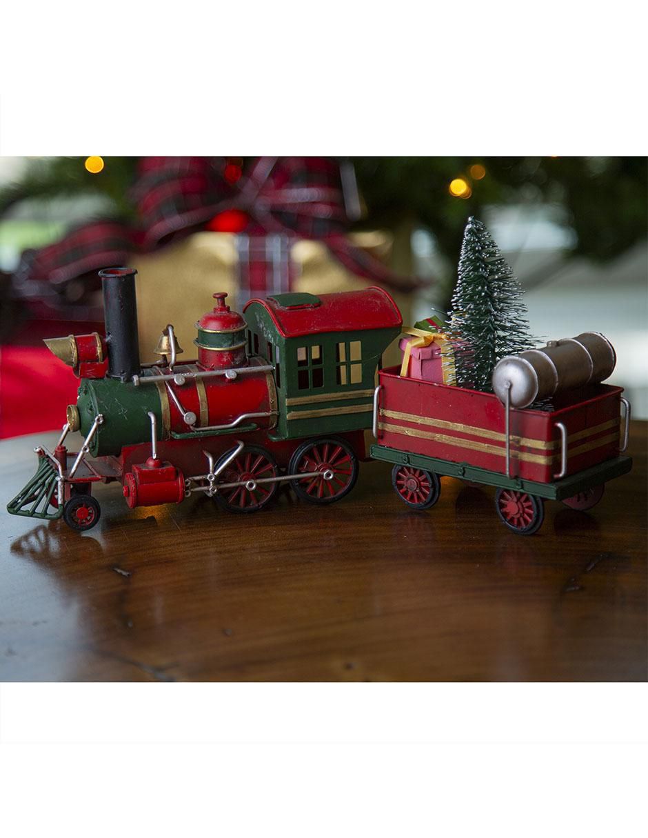 Figura decorativa de tren Navidad de metal 2