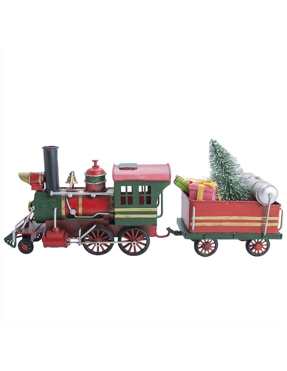 Figura decorativa de tren Navidad de metal 4