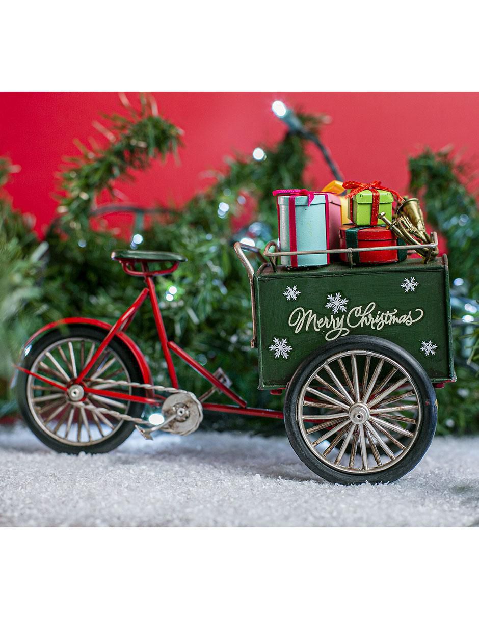 Figura decorativa de bicicleta Navidad de metal 2
