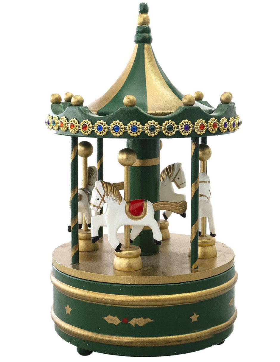 Figura decorativa de carrusel Navidad de madera