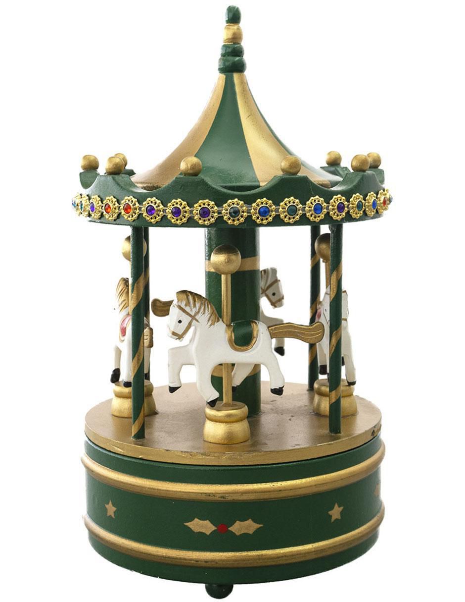 Figura decorativa de carrusel Navidad de madera 3