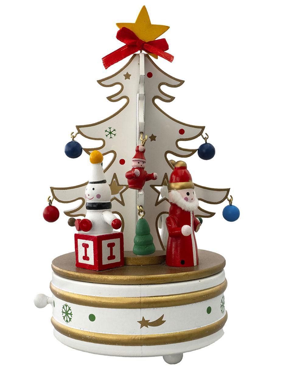 Caja musical de árbol navidad Navidad de madera