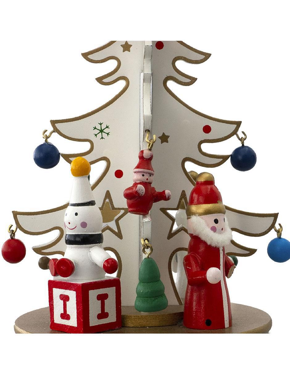 Caja musical de árbol navidad Navidad de madera 4