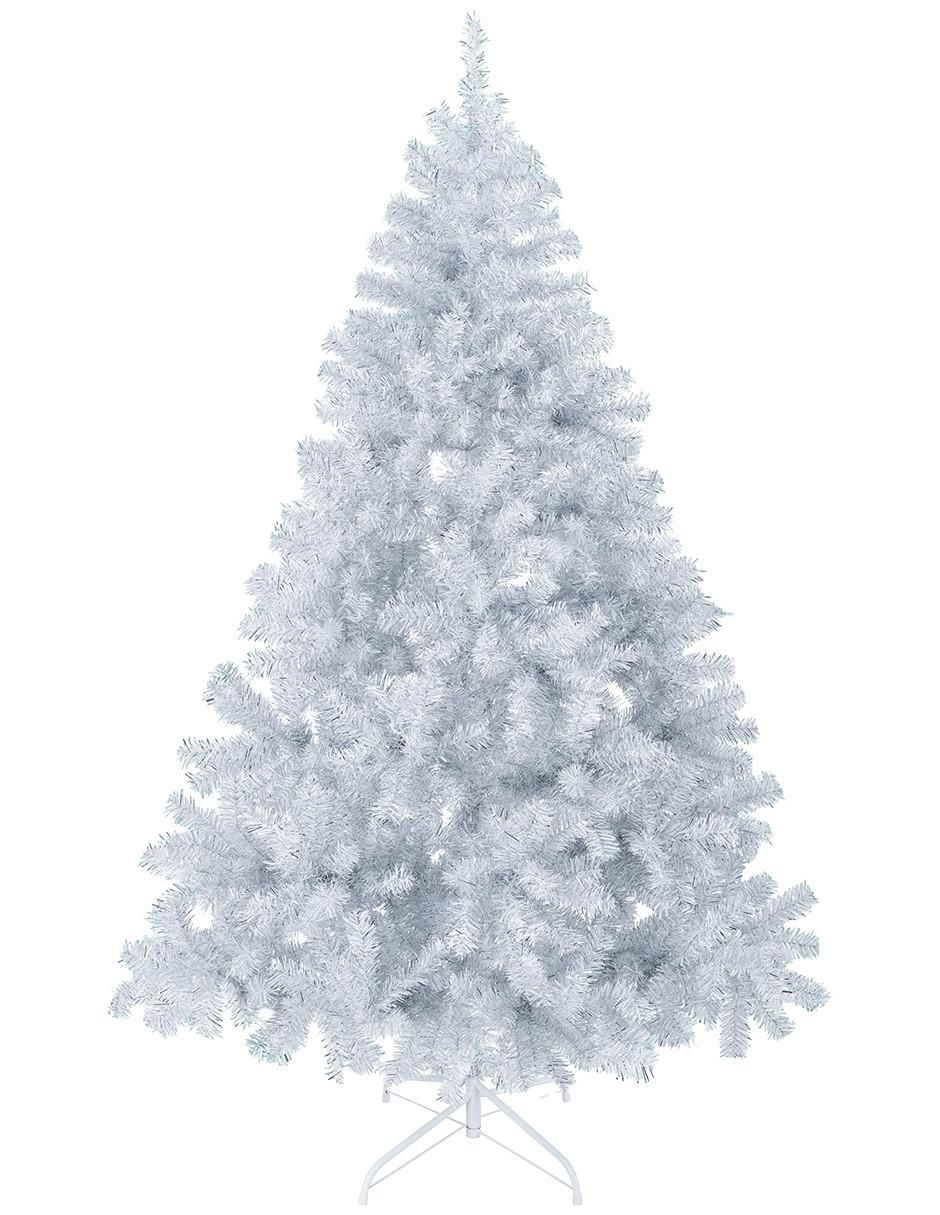 Árbol de navidad metálico blanco plateado de sintético