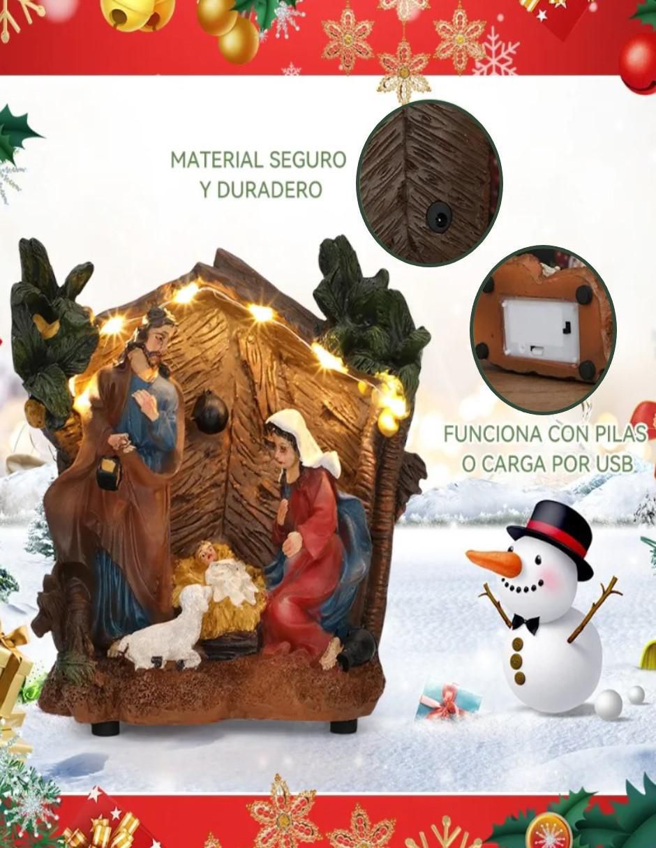 Figura decorativa de nacimiento Navidad Pesebre con Luces de resina 3
