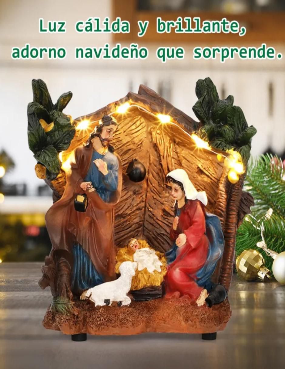 Figura decorativa de nacimiento Navidad Pesebre con Luces de resina 4