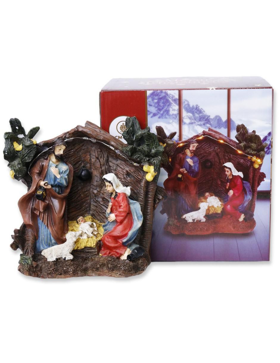 Figura decorativa de nacimiento Navidad Pesebre con Luces de resina 5