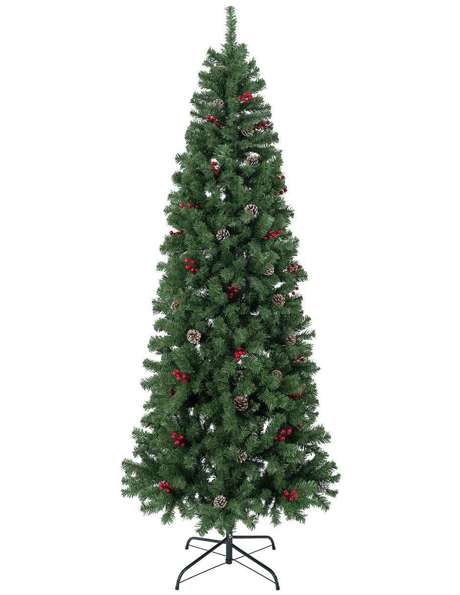 Árbol de navidad Tipo Lápiz con Berries y Piñas de PVC Árbol de navidad Tipo Lápiz con Berries y Piñas de PVC