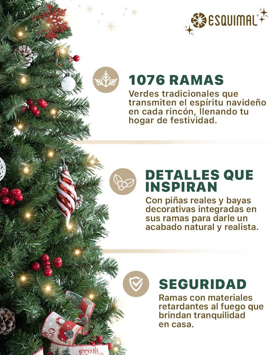 Árbol de navidad Tipo Lápiz con Berries y Piñas de PVC 2