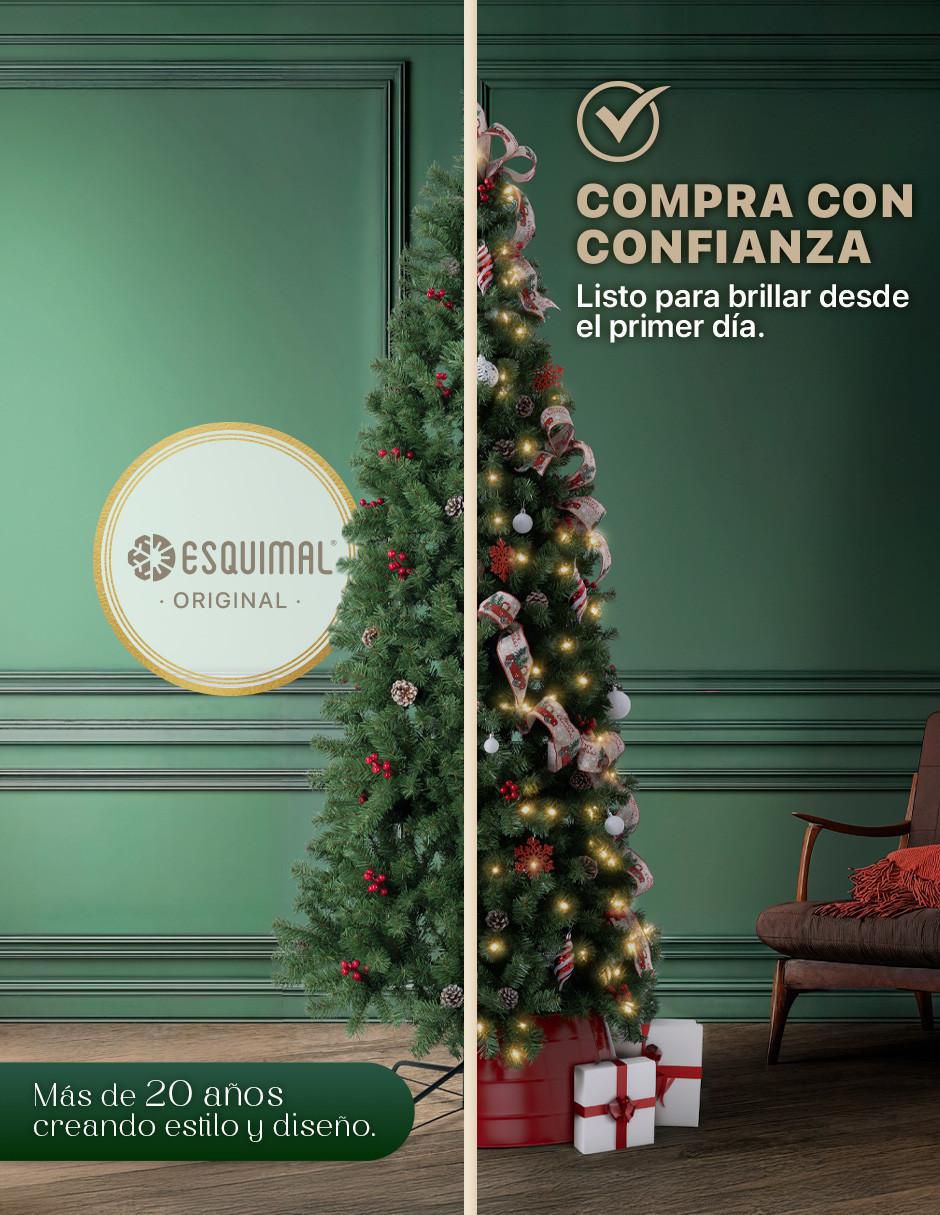 Árbol de navidad Tipo Lápiz con Berries y Piñas de PVC 5