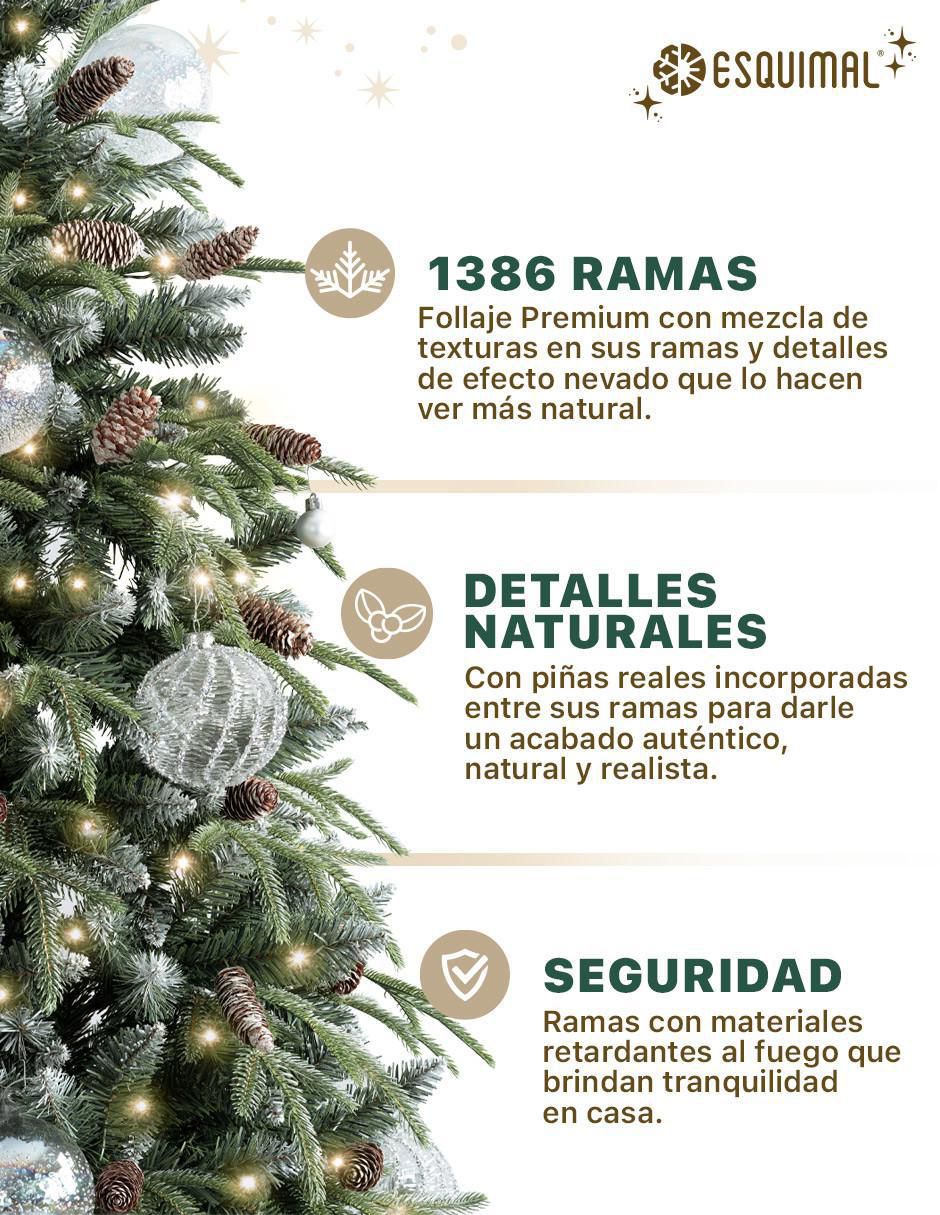 Árbol de navidad Tipo Lápiz Nevado con Berries y Piñas de PVC 4