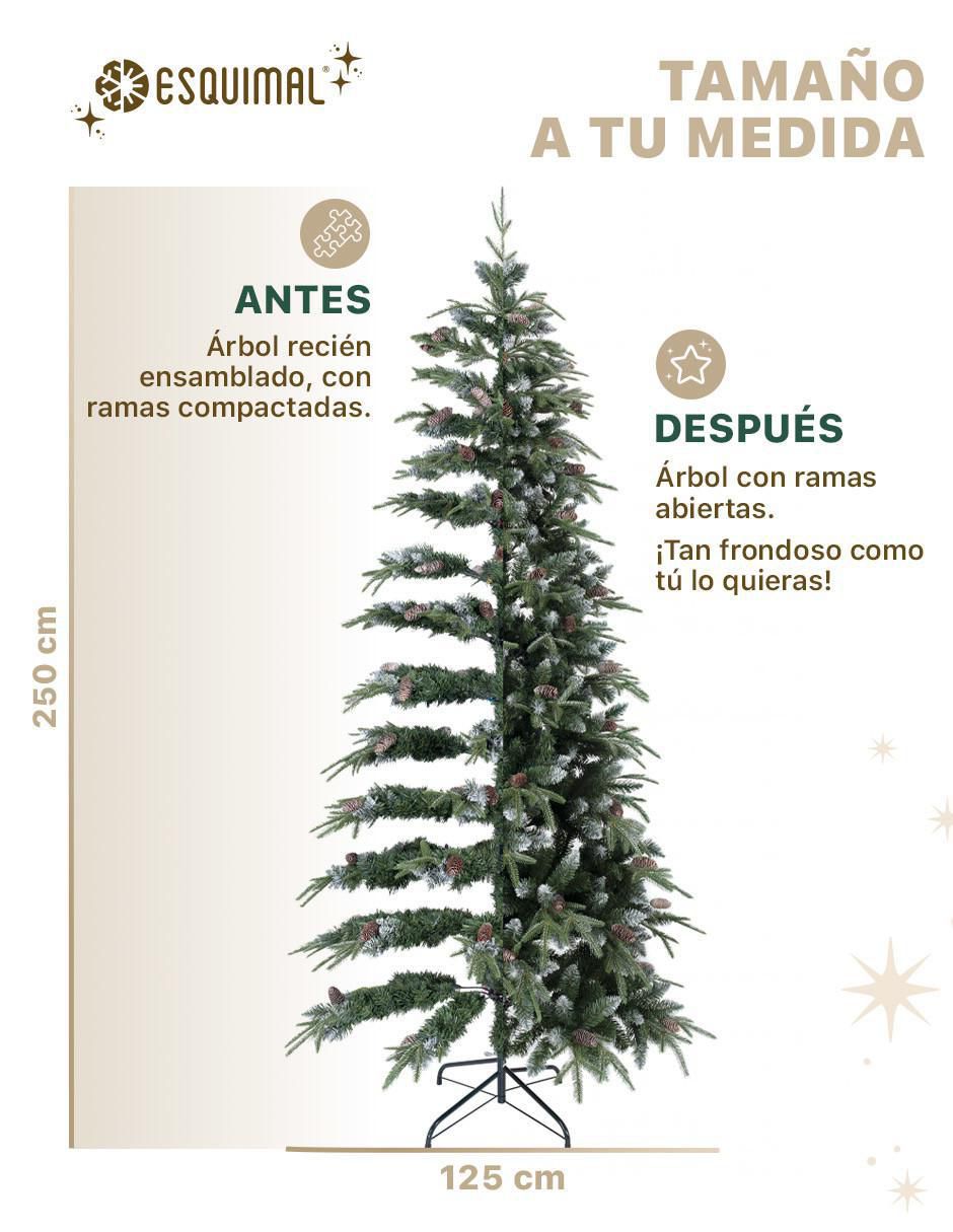 Árbol de navidad Tipo Lápiz Nevado con Berries y Piñas de PVC 3