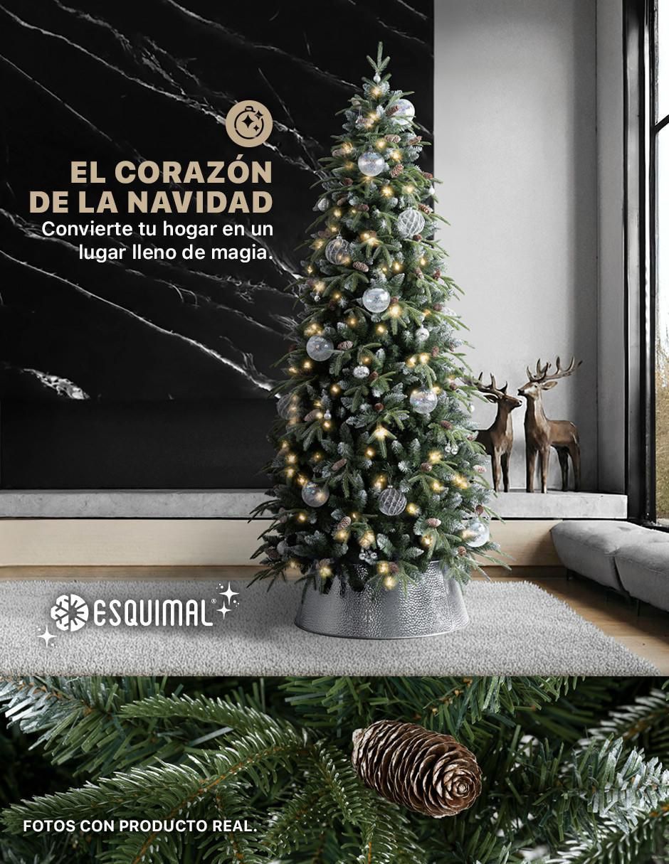 Árbol de navidad Tipo Lápiz Nevado con Berries y Piñas de PVC 5