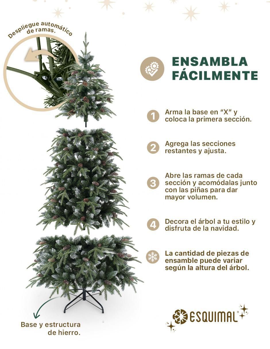 Árbol de navidad Tipo Lápiz Nevado con Berries y Piñas de PVC 2